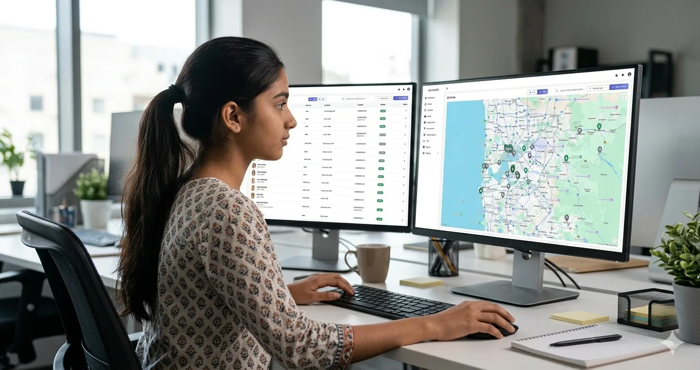 Coordinator using ServiceLink client list and map view